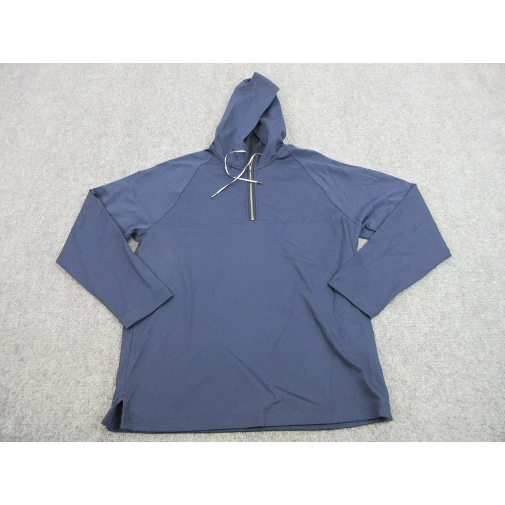 Tommy Bahama Hoodie Mens M Blue 1/4 Zip Pullover Lightweight Sweatshirt